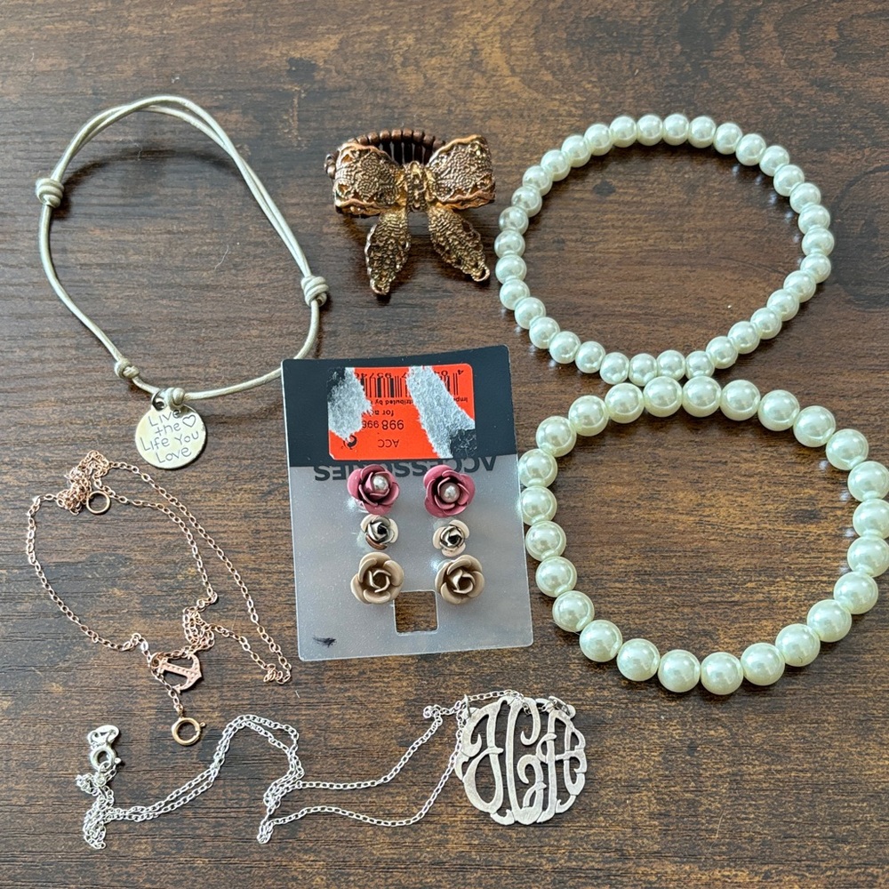 Jewelry Bundle with Pearls, Rose, Anchor Bow Accents